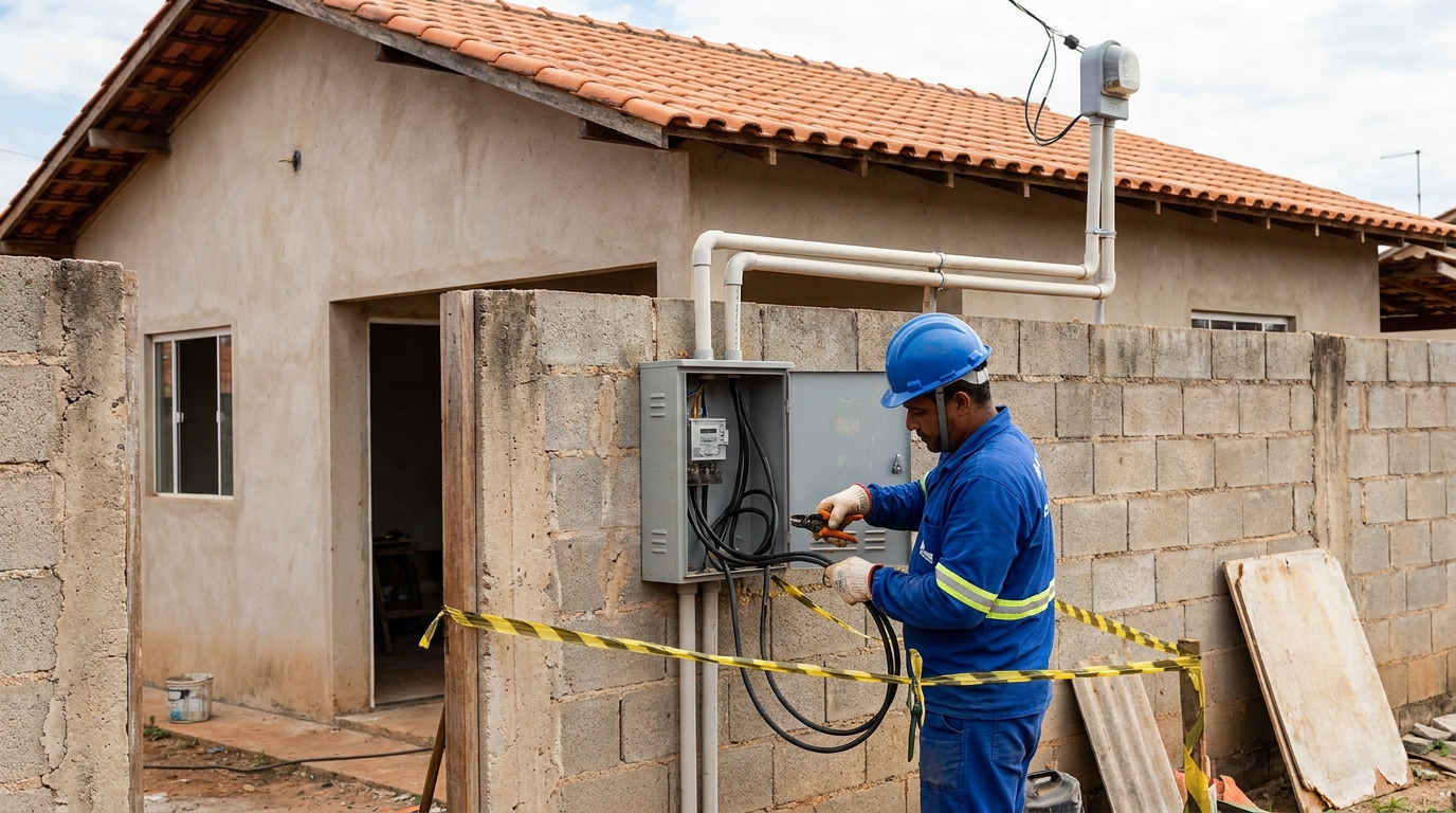 Eletricista instalando padrao de energia em Porto Alegre‑RS