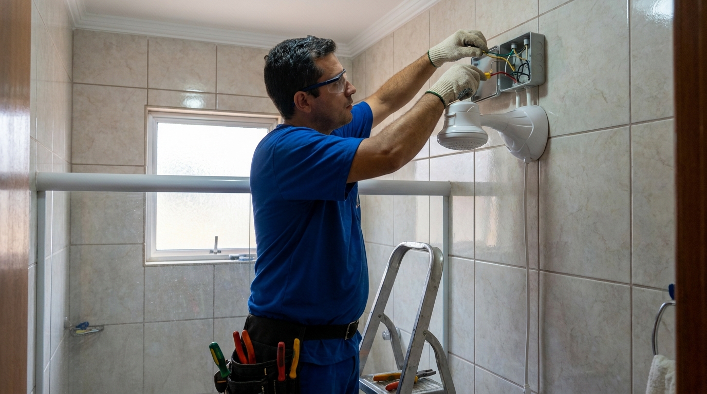 Instalacao de chuveiro eletrico profissional em Porto Alegre‑RS