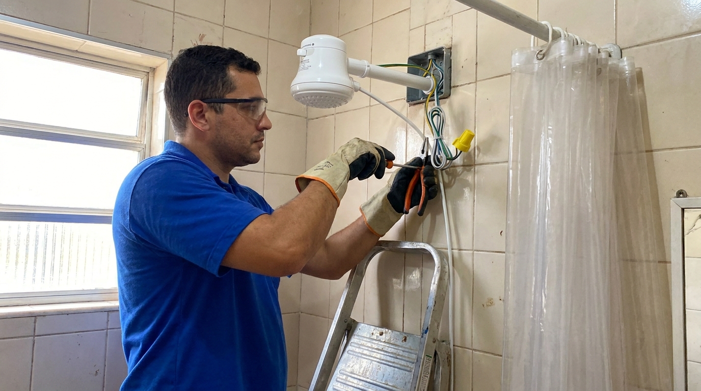 Instalacao de chuveiro eletrico residencial em Porto Alegre‑RS