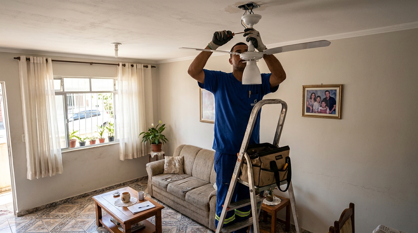 Instalacao de ventilador de teto residencial em Porto Alegre‑RS