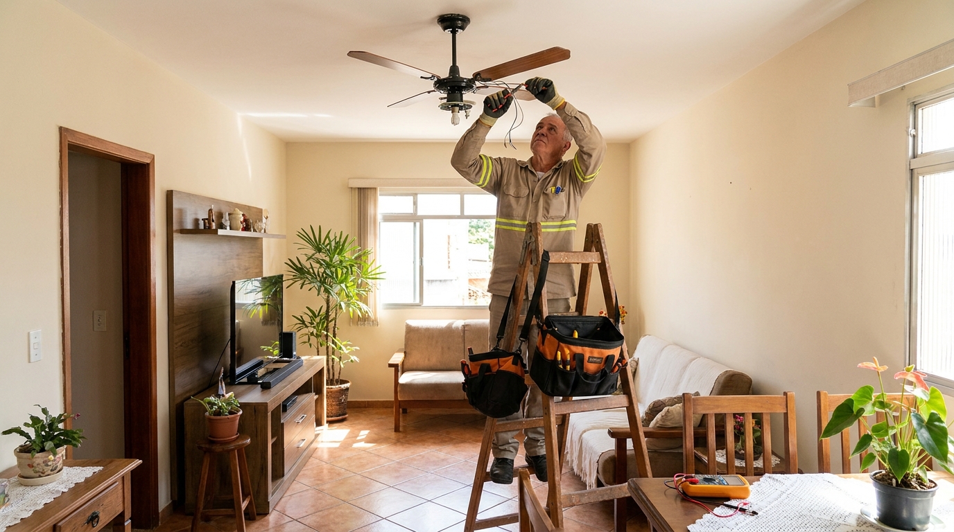 Montagem de ventilador de teto em Porto Alegre‑RS